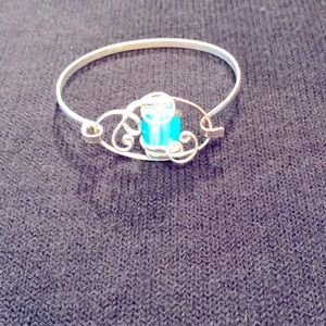 Silver Bracelet with Blue Stone